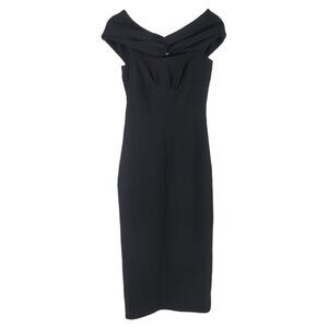 Emilia Wickstead Padma Off-Shoulder Midi Dress in Black Polyester